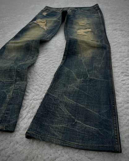 Ozz First Mud Wash Distressed Flared Jeans
