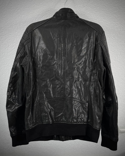 Edge Rupert Belted High Neck Leather Jacket