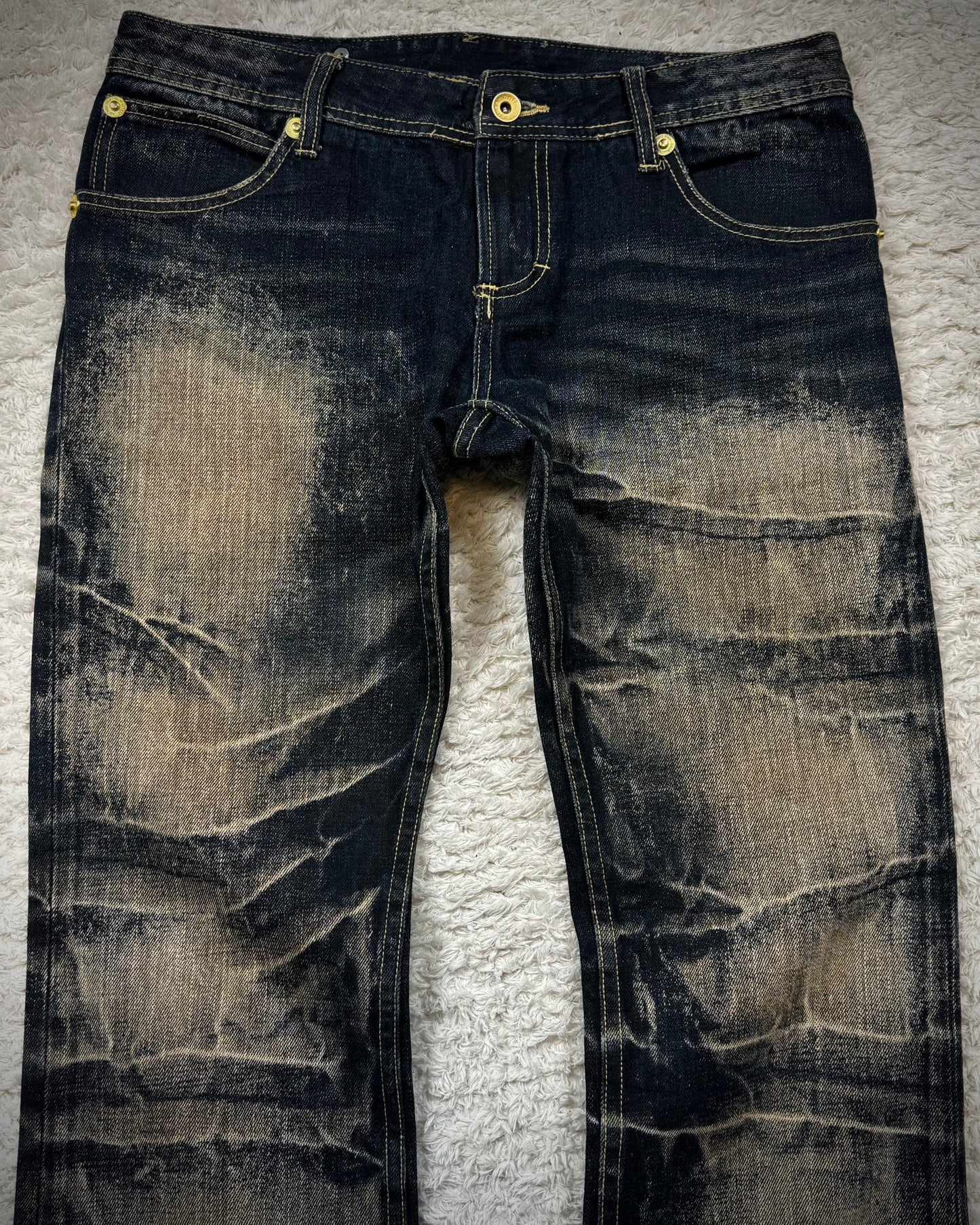 Semantic Design Double Flap Mud Whisker Wash Bootcut Jeans
