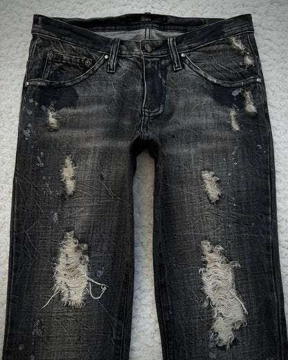 Midas Silver Splatter Coated Distressed Bootcut Denim