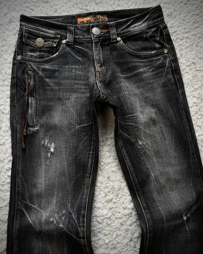 Husky Rustic Hardware Flared Jeans