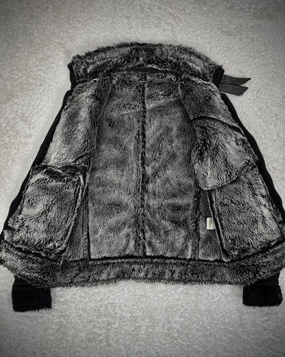 Hideaways Fur Lined Charcoal Suede Jacket