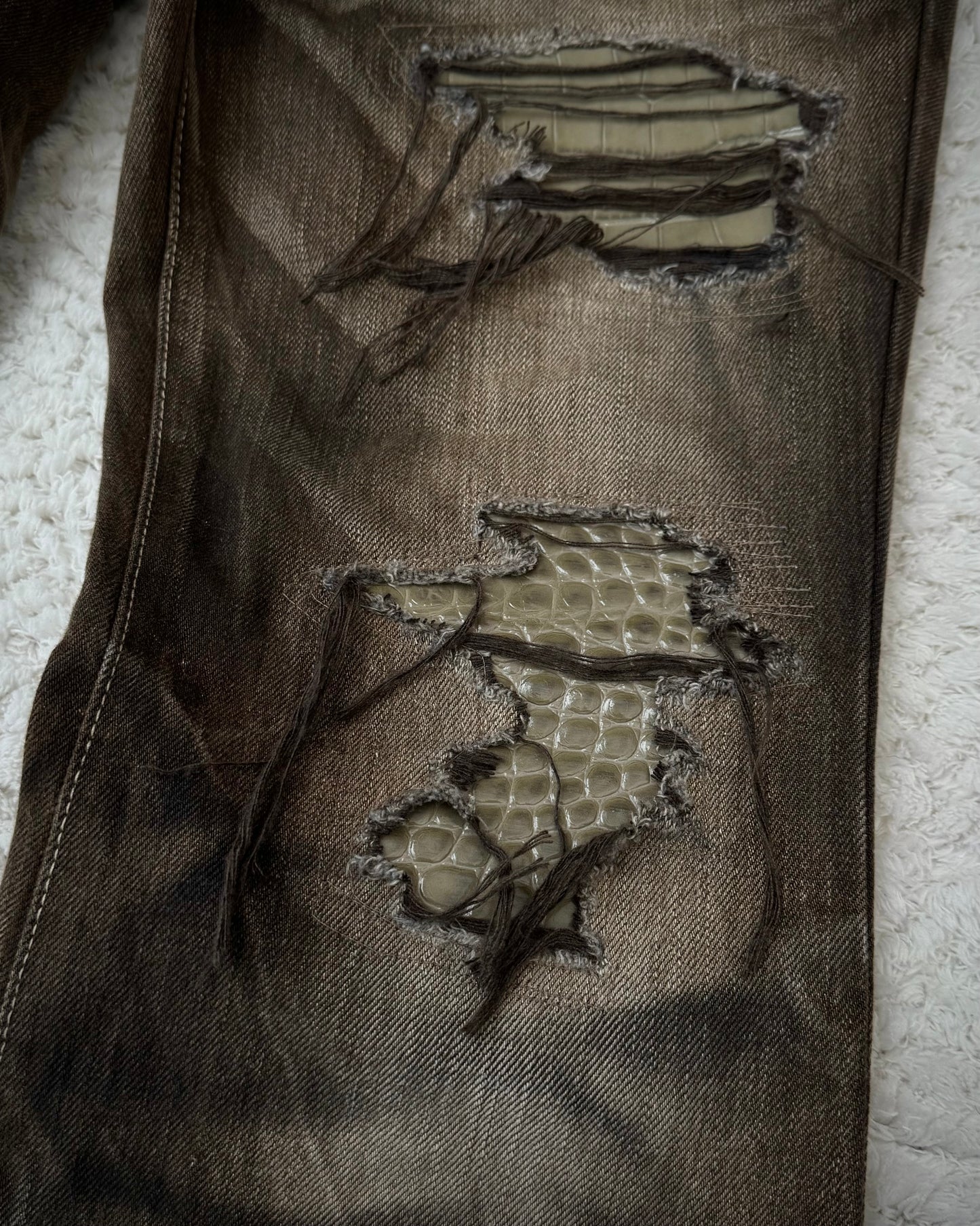 Tornado Mart Croc Repaired Flared Jeans