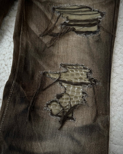 Tornado Mart Croc Repaired Flared Jeans