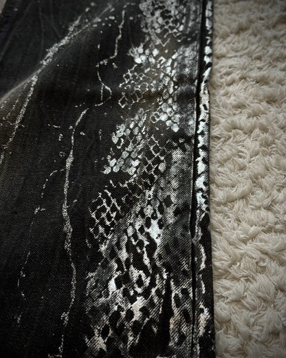 Midas Metallic Python Coating Splatter Flared Jeans