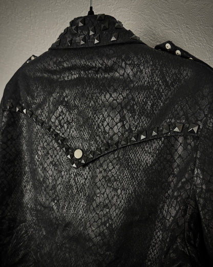 By The R Python Waxed Studded Biker Jacket