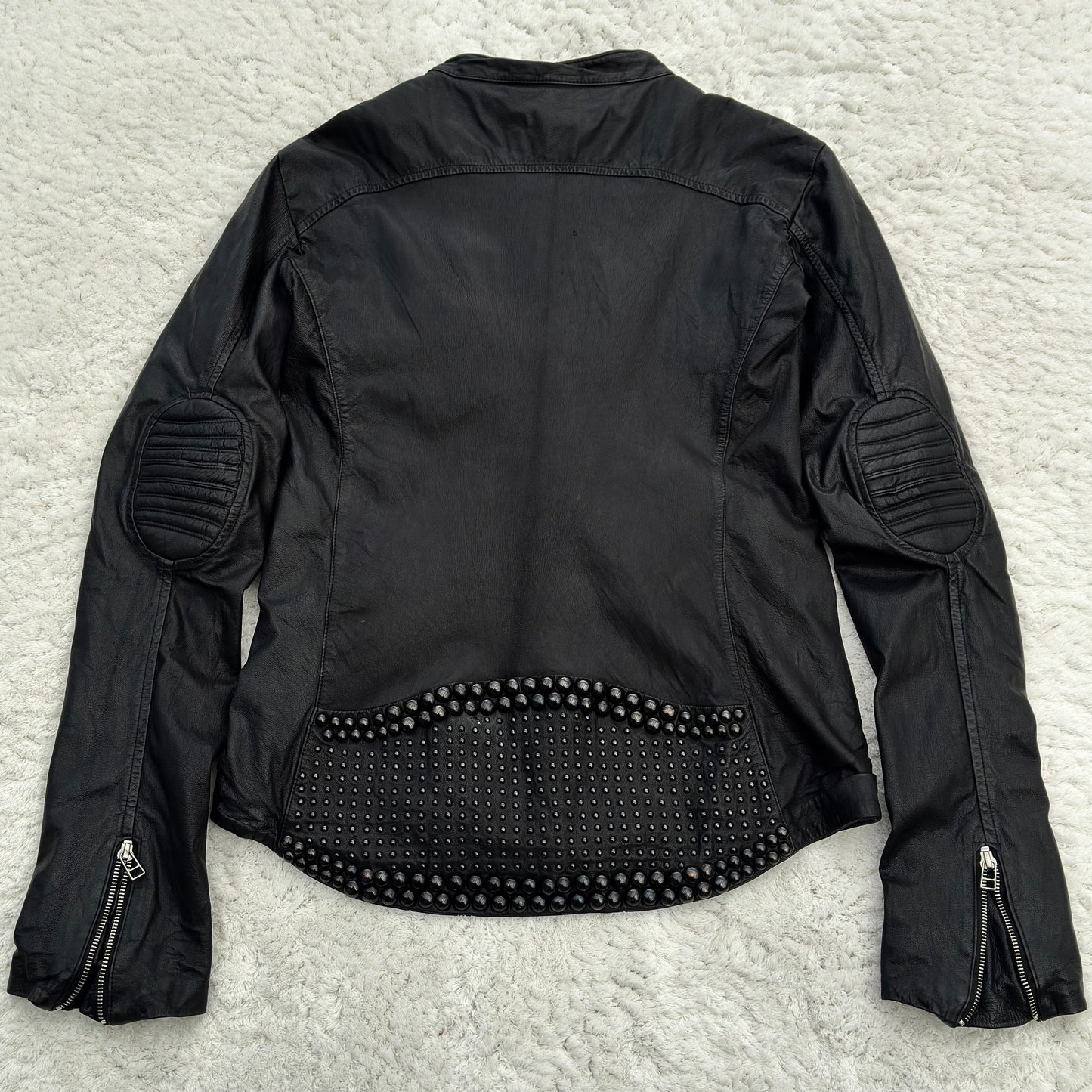 KMRii Pearl Studded Leather Biker Jacket