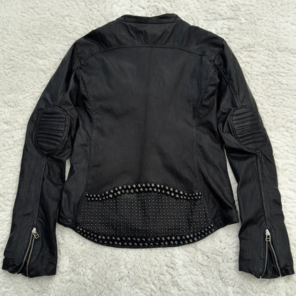 KMRii Pearl Studded Leather Biker Jacket