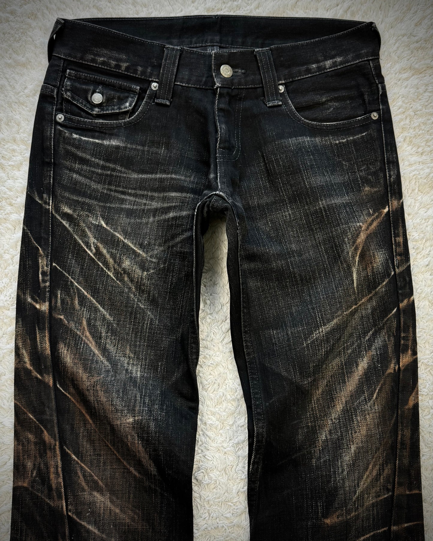 Tornado Mart Mud Clawmarks Washed Spiral Flared Jeans