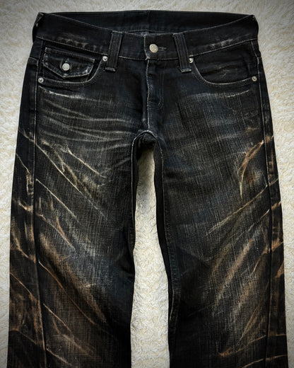 Tornado Mart Mud Clawmarks Washed Spiral Flared Jeans