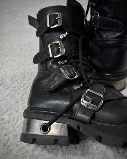 New Rock Laced Steel Heel Leather Boots