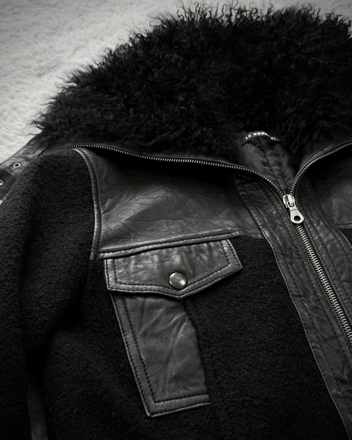Le Donne Di Fur Wool Leather Jacket