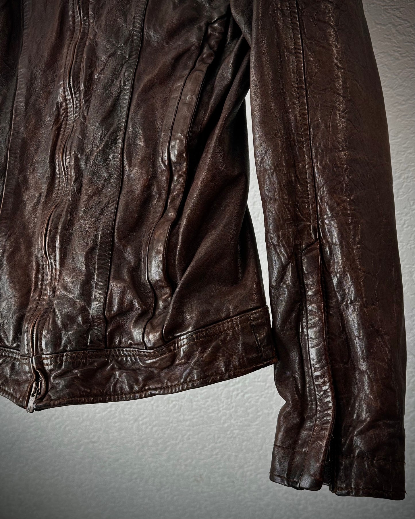 Luva Tram Rust Quilted Leather Jacket