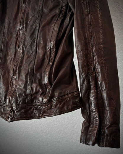 Luva Tram Rust Quilted Leather Jacket