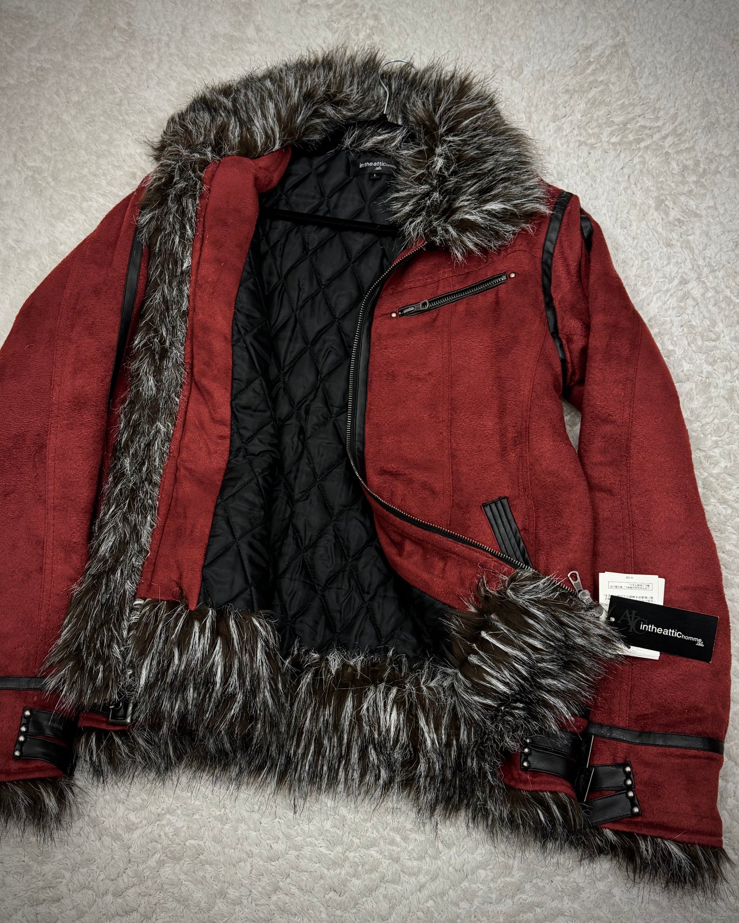 In The Attic Crimson Fur Suede Jacket
