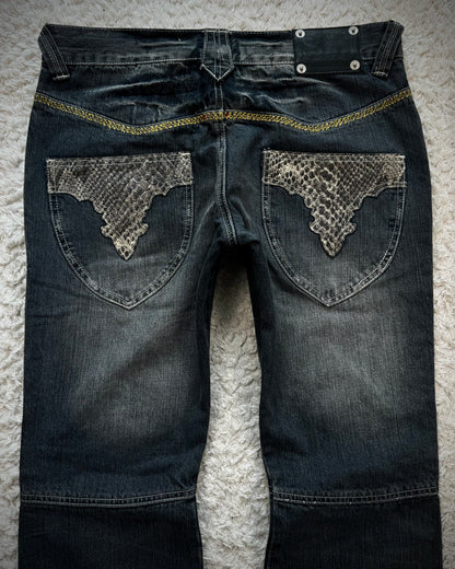 Semantic Design Python Detailed Sword Knee Bootcut Denim