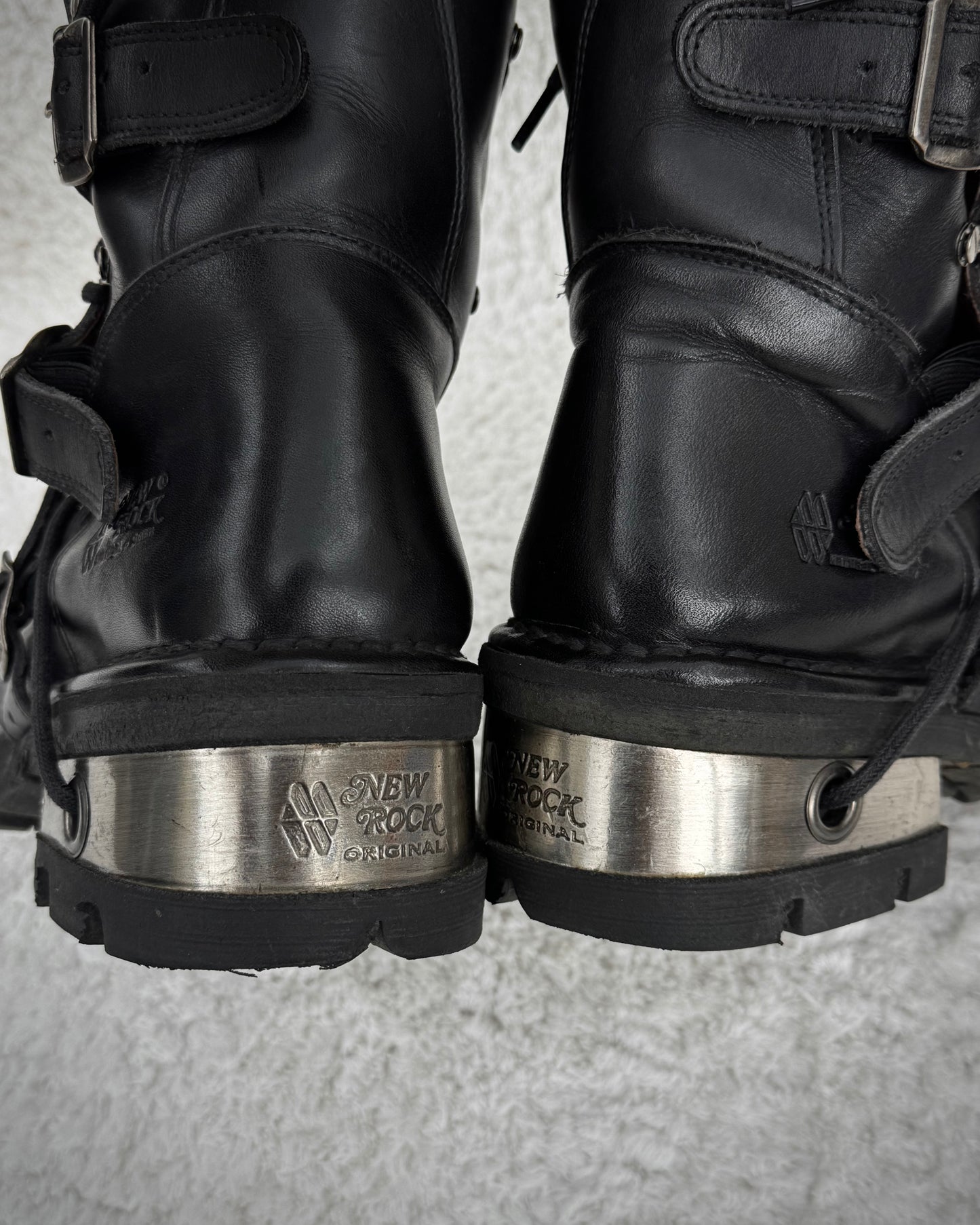 New Rock Laced Steel Heel Leather Boots