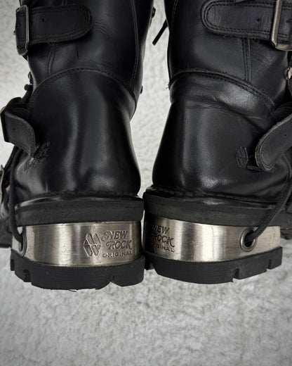New Rock Laced Steel Heel Leather Boots