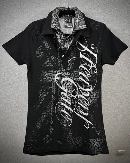 Leopard Poem Luster Double Layered Polo Shirt