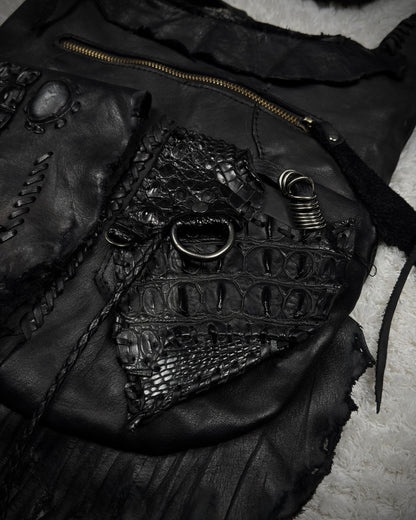 Raw Cut Crocodile Leather Shoulder Bag
