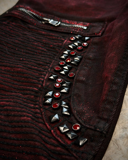Cipo & Baxx Bordeaux Studded Luster Skinny Jeans