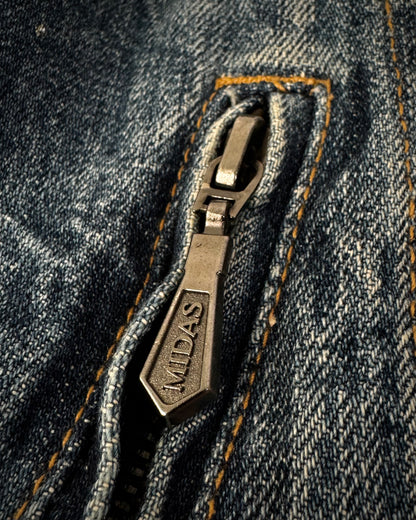 Midas Silver Splatter Distressed Cropped Denim Jacket