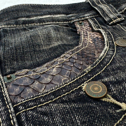 Tornado Mart Python Detailed Flared Jeans