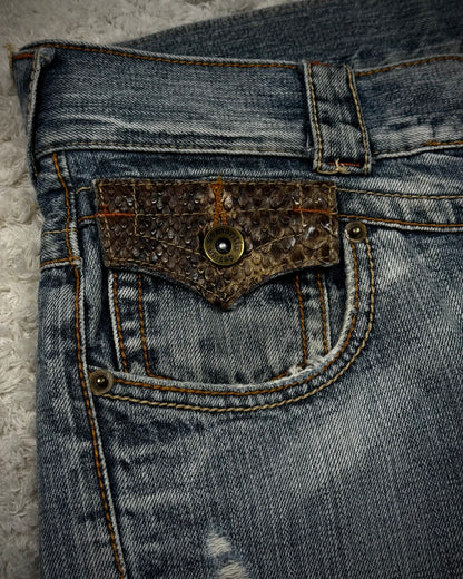 Semantic Design Python Detailed Spiral Flared Jeans