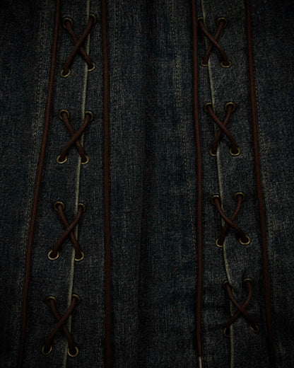 Tornado Mart Mud Washed Dynamic Cut Flared Lace-Up Jeans