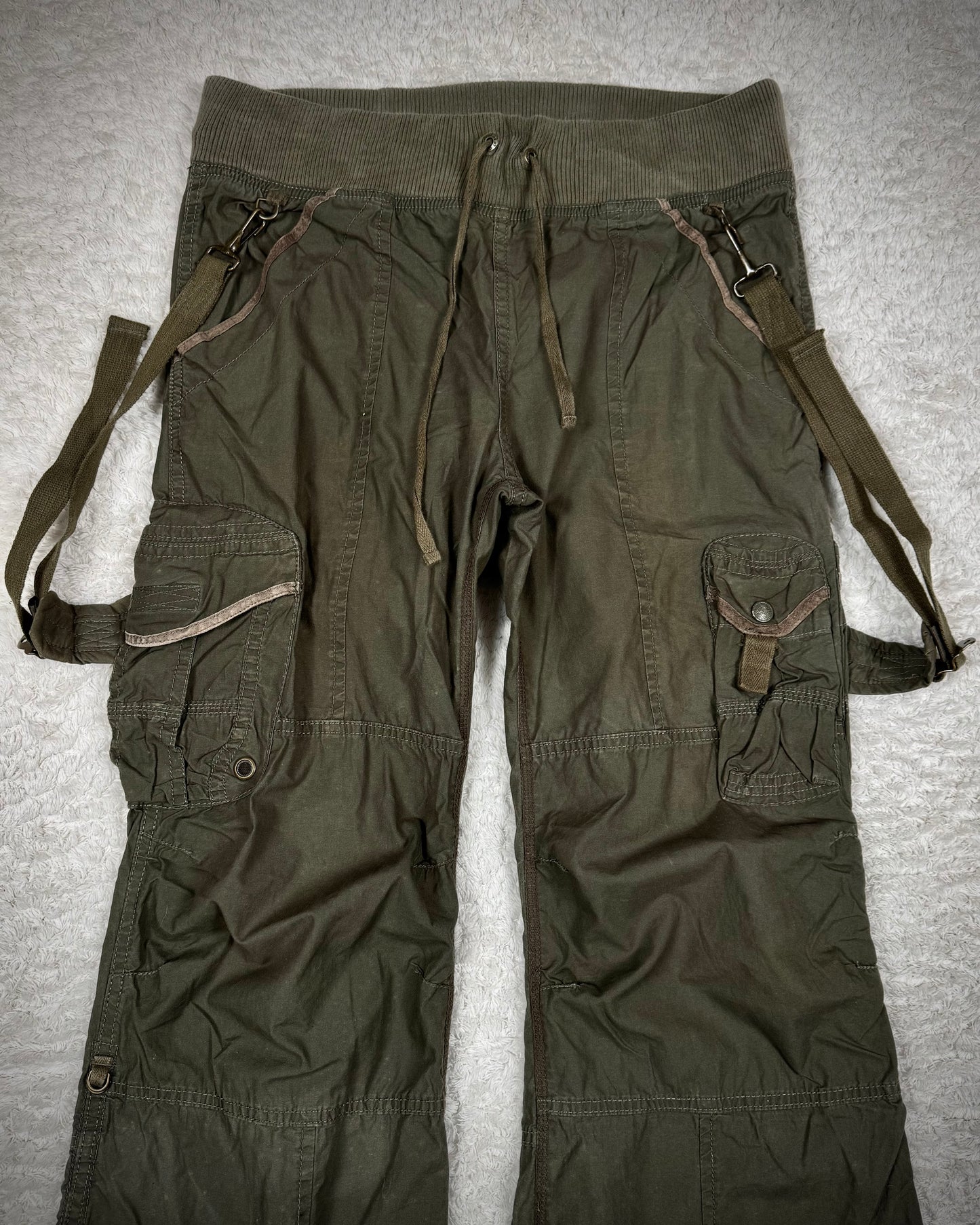 G.O.A Military Flared Suspender Cargo Pants