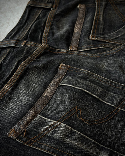 Semantic Design Python Detailed Silver Splatter Bootcut Jeans
