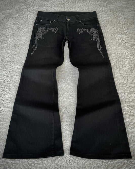 Tornado Mart Tribal Embroider Flared Jeans