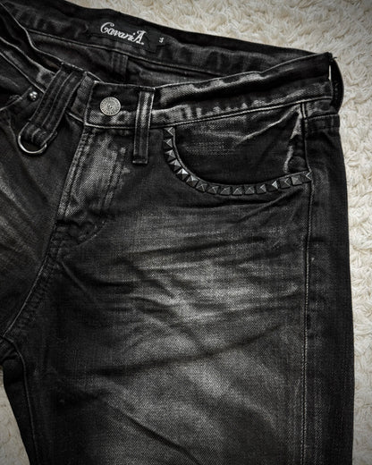CavariA J-Cut Whisker Washed Bootcut Denim