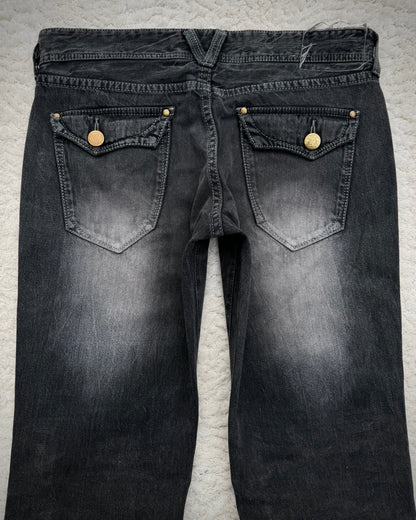 Vanquish Bordeaux Python Repaired Distressing Flared Jeans