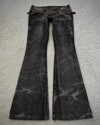 Tornado Mart Python Belted Flared Jeans