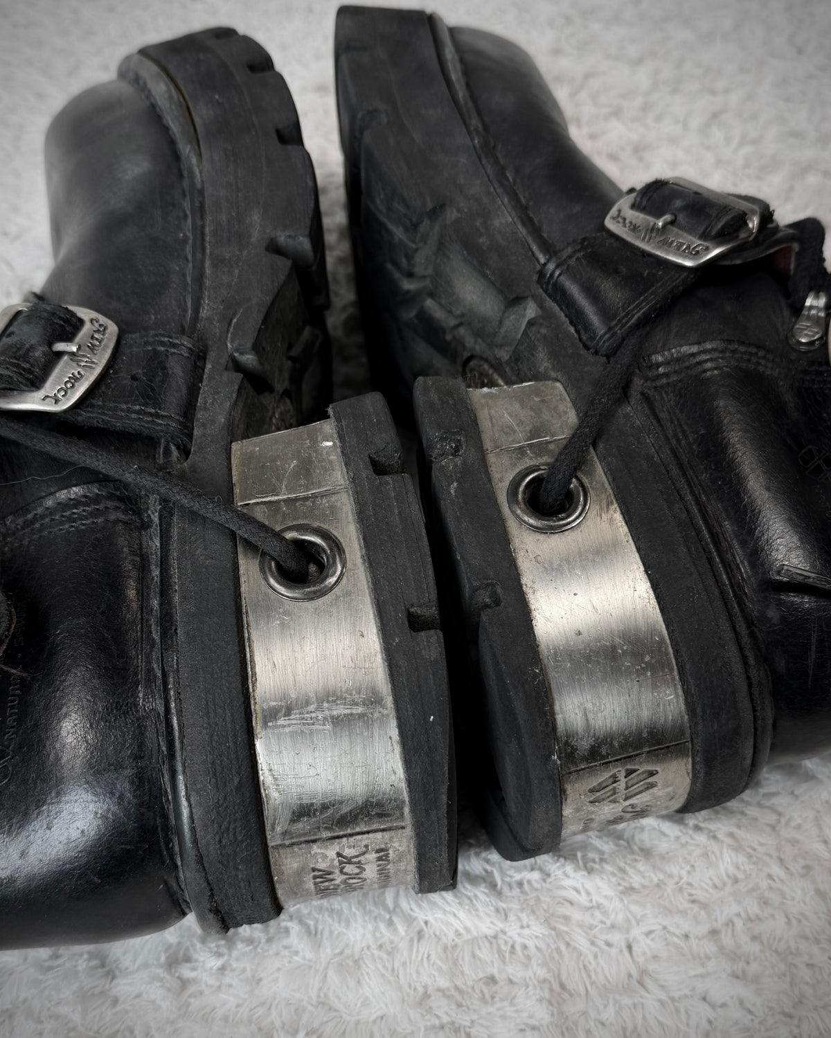 New Rock Steel Heel Leather Boots
