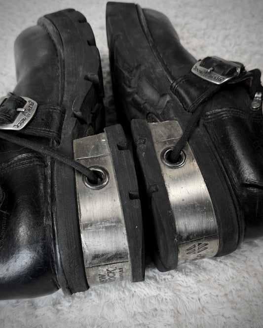 New Rock Steel Heel Leather Boots