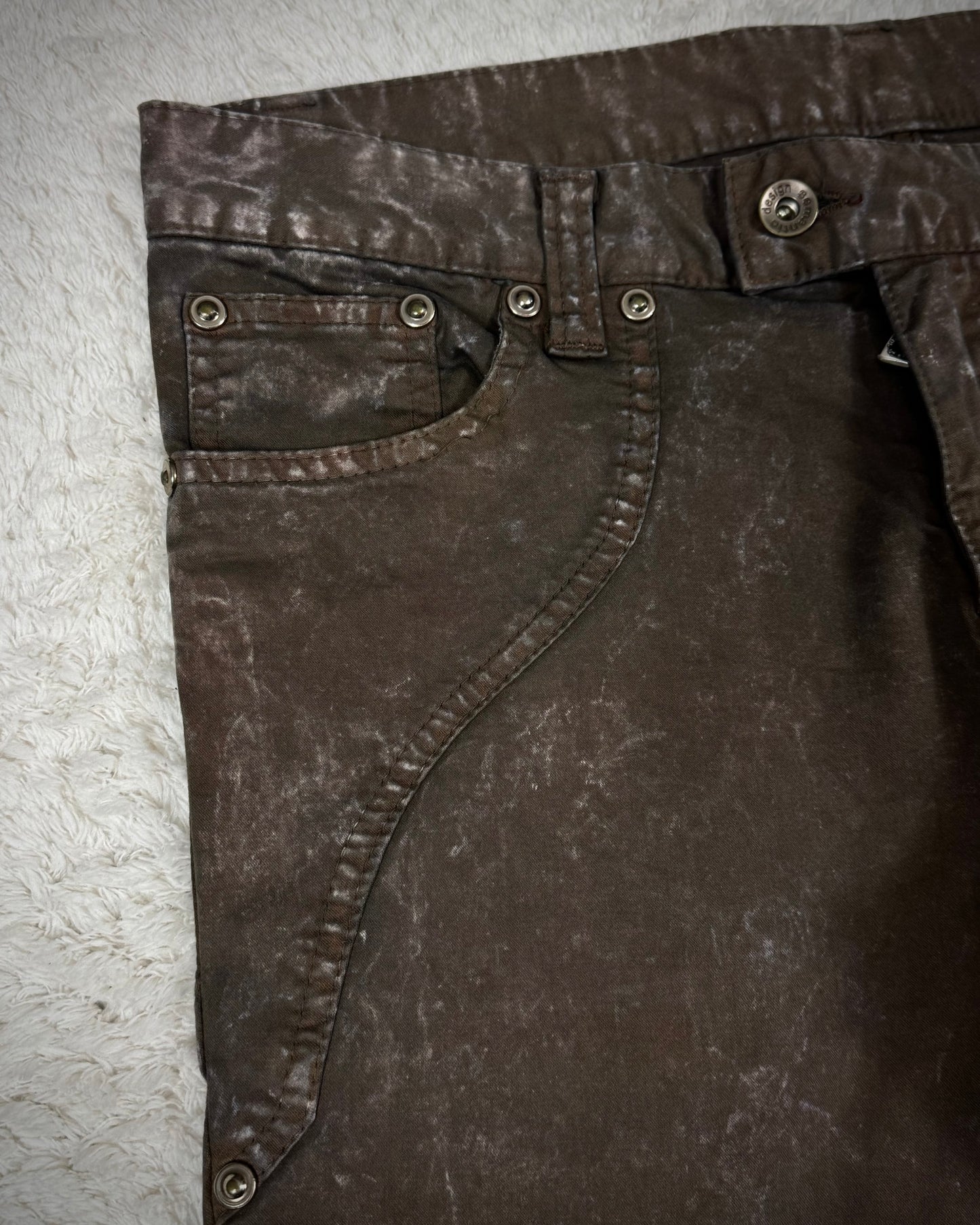Semantic Design Textured Panel Construction Flared Jeans