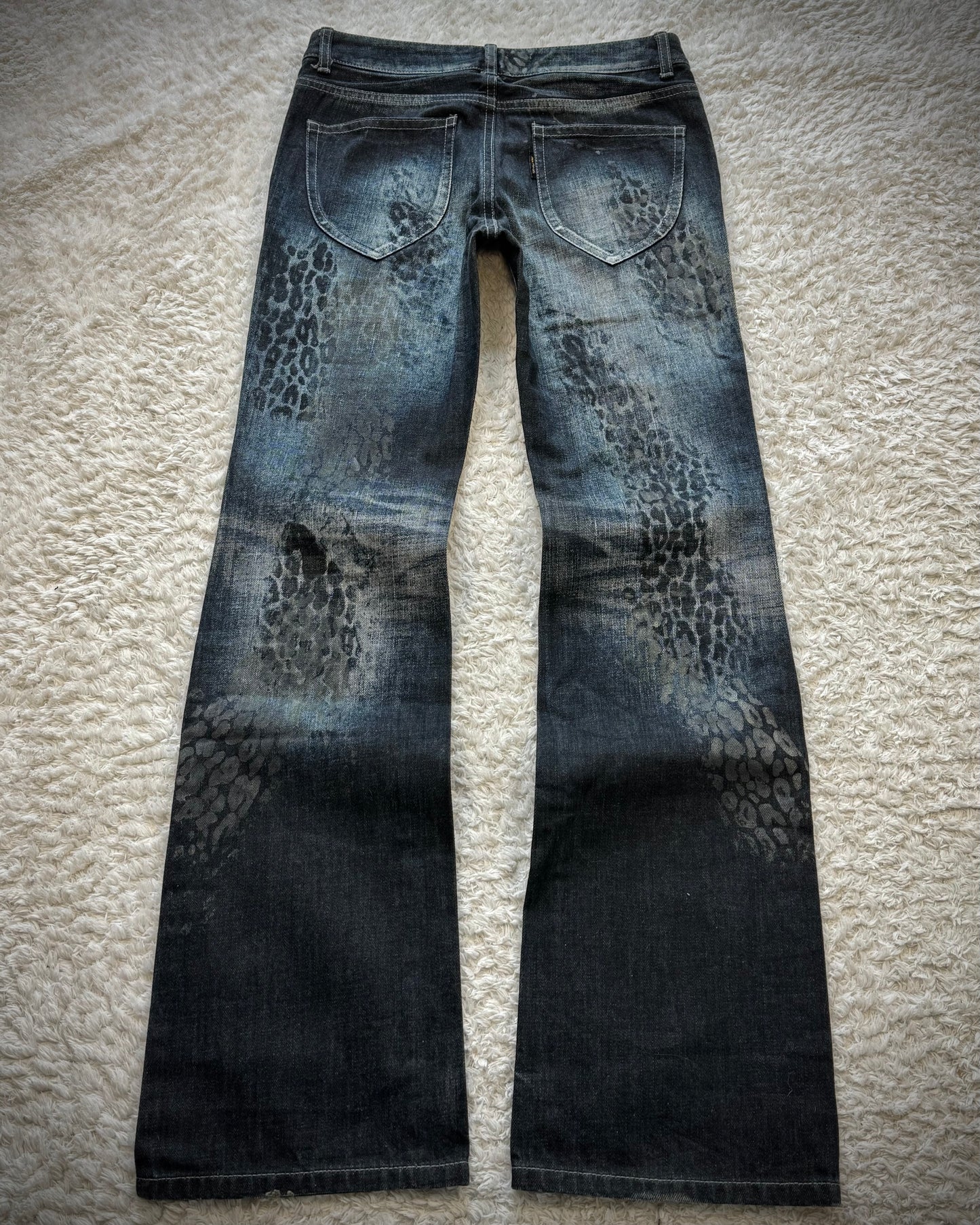 Tornado Mart Leopard Imprinted Bootcut Jeans