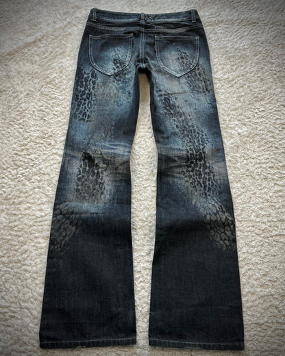Tornado Mart Leopard Imprinted Bootcut Jeans