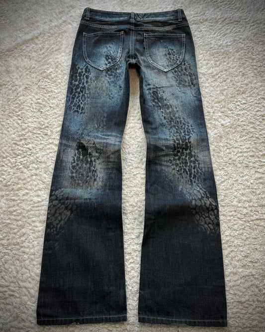 Tornado Mart Leopard Imprinted Bootcut Jeans