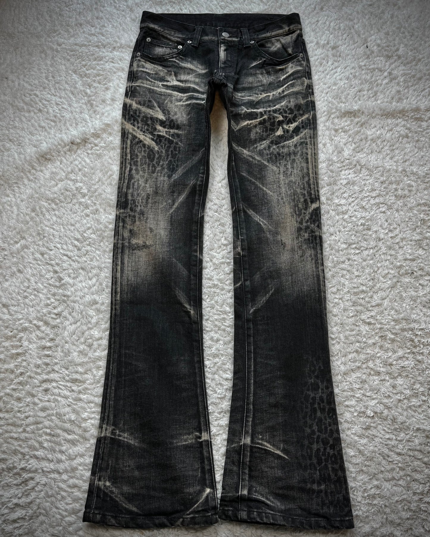 Tornado Mart Leopard Clawmarks Washed Slim Bootcut Jeans