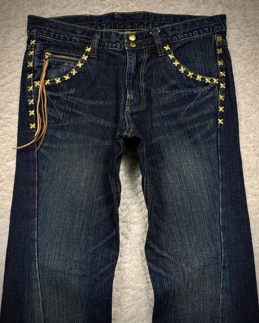 Lee Cross Studded Spiral Flared Jeans