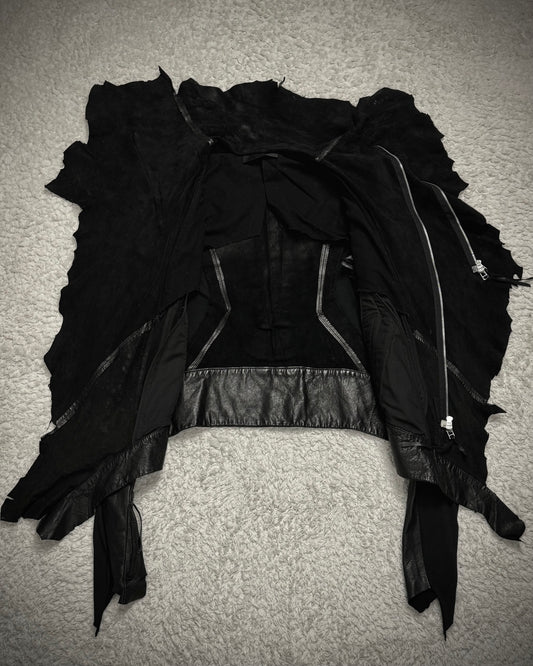 Ekam Asymmetrical Raw Cut Sheepskin Leather Jacket