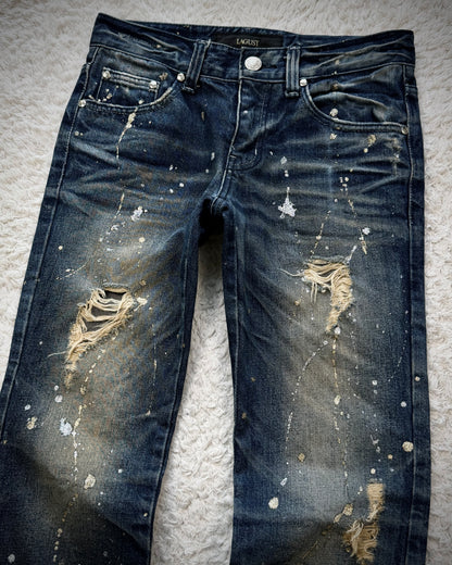 Lagust Luster Splatter Whisker Washed Bootcut Jeans
