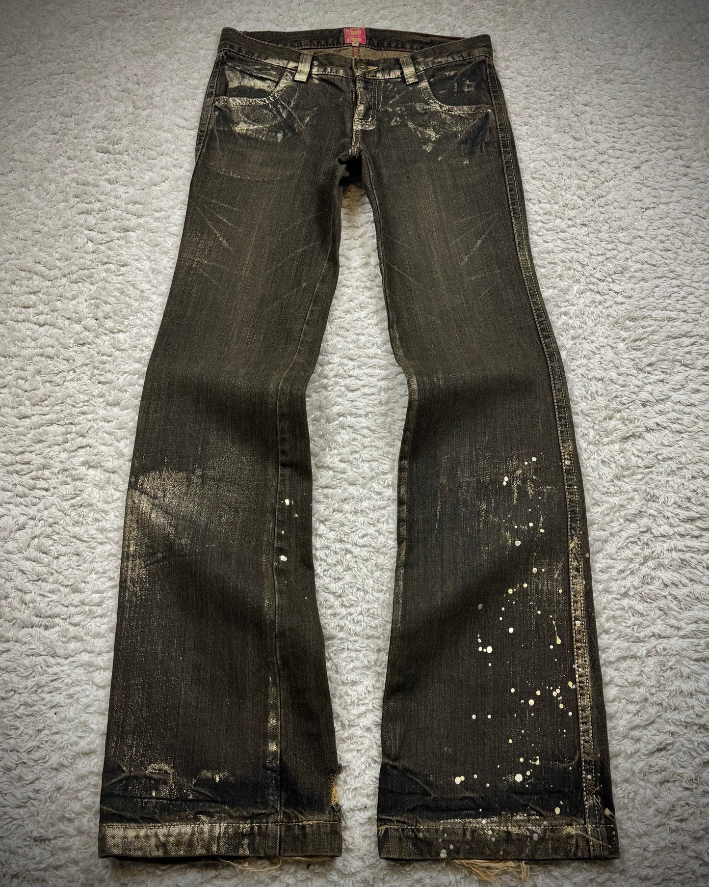 Chesty Gold Waxed Vintage Flared Jeans