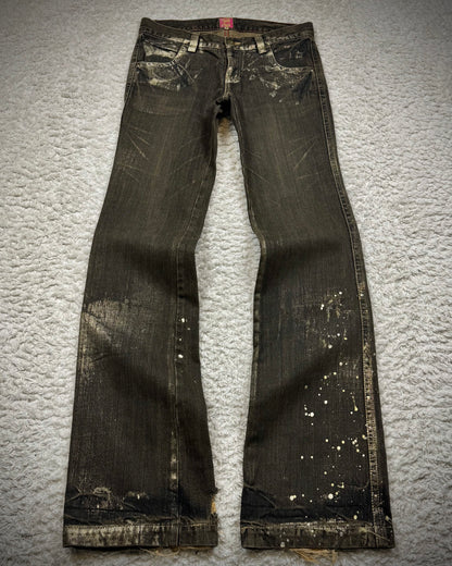 Chesty Gold Waxed Vintage Flared Jeans
