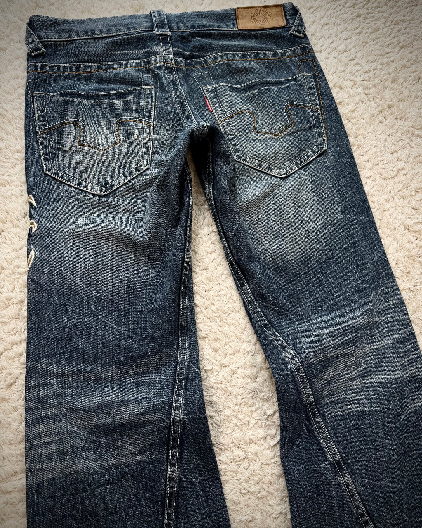 Tornado Mart Tribal Embroidery Spiral Flared Jeans