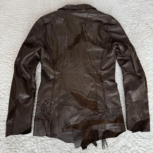 G.O.A Scar Stitched Leather Patchwork Blazer