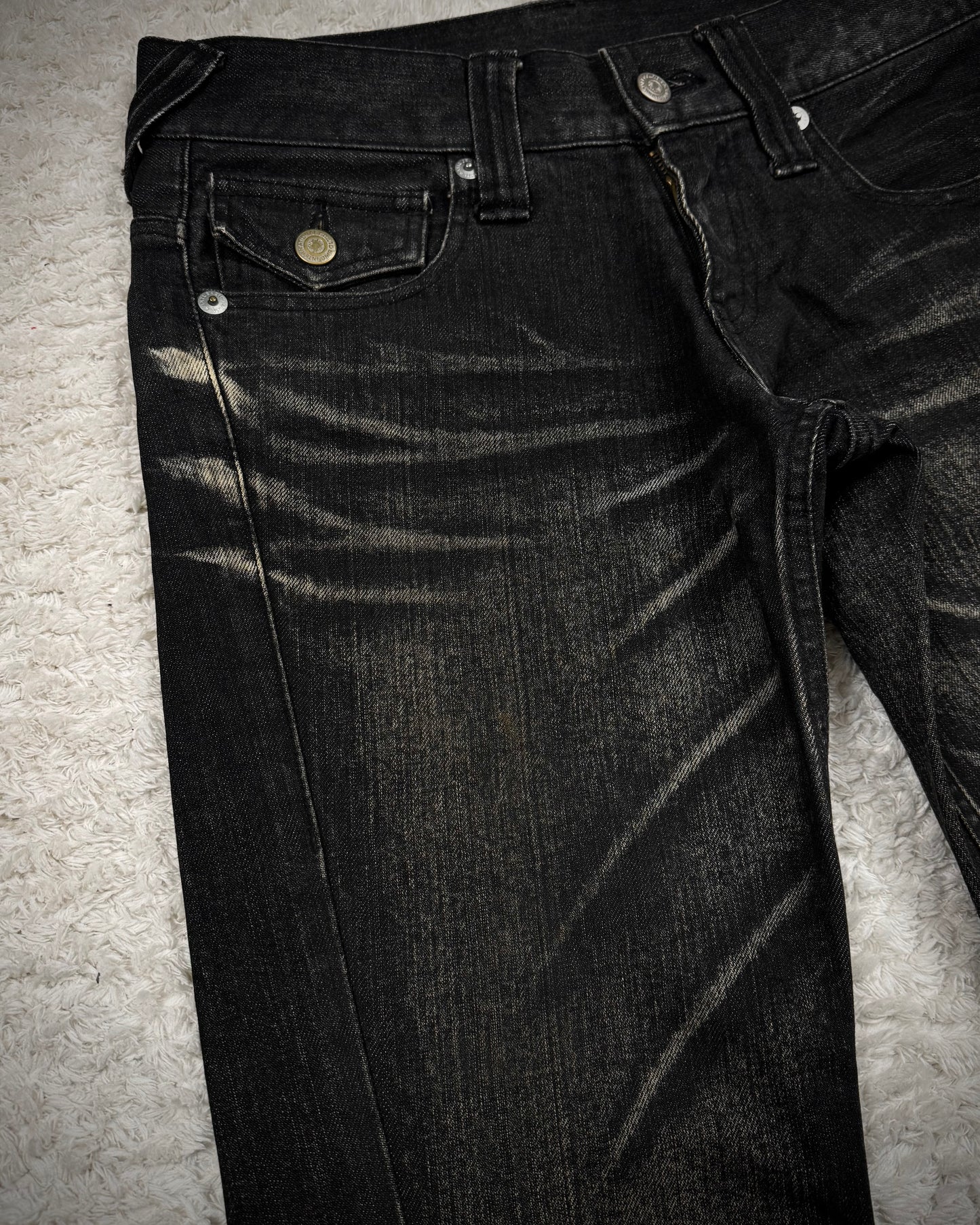 Tornado Mart Clawmark Washed Spiral Flared Jeans